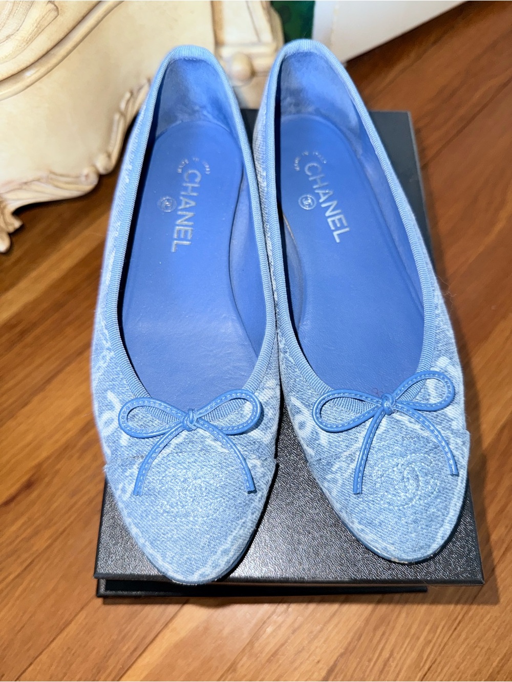 Chanel Blue Denim Ballet Flats 39.5 - Picture 2 of 7